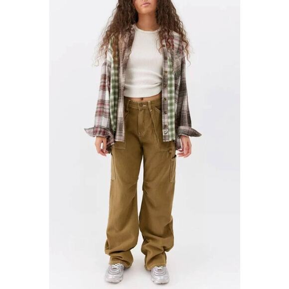 Lioness Miami Vice Baggy Wide Leg Cargo Carpenter Jeans Pants CROPPED Sz S y2k - Picture 1 of 10